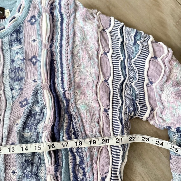 Vtg 90s Tundra 3D knit sweater blue purple size large - Picture 4 of 5